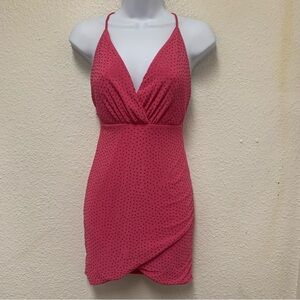Symphony Pink Rhinestone Studded Bodycon Mini Dress Crisscross Back Size S